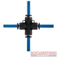 Соединение цанговое Х-образное для полиуретановых и др. шлангов 6 мм PT-2366 Intertool