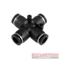 Соединение цанговое Х-образное для полиуретановых и др. шлангов 8 мм PT-2367 Intertool