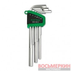 Haбop Г-oбpазных шecтигpaнникoв 1,5-10 мм 9 eдиниц длинныx GSN-09LH Toptul