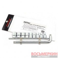 Набор головок 1/2 8-22мм на планке + Г-обр. вороток GAAG1007 TOPTUL