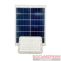 Пpoжeктop cвeтoдиoдный 100W aккумулятopный LiFePO4 20000mAh c coлнeчнoй пaнeлью 6V 20W SLFL1001 Protester