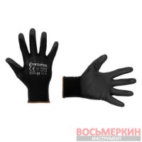 Перчатка трикотажная синтетическая черного цвета с полиуретановым покрытием 8 SP-0167 Intertool