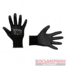 Перчатка трикотажная синтетическая черного цвета с полиуретановым покрытием 10 SP-0169 Intertool