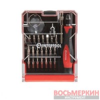 Отвертка прецизионная с комплектом насадок 29 единиц Cr-V VT-3336 Intertool