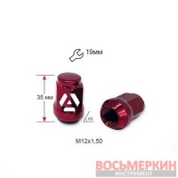 Гайка колесная A801445RD(13735) M12х1,5х35мм Конус Mazda, Kia, Hyundai, Daihatsu Закрытая Красный Хром Ключ 19