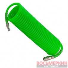 Шланг витой полиуретановый 10мм х 14мм х 10м с быстроразъемами RF-1410-10Green RockForce