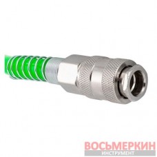 Шланг витой полиуретановый 10мм х 14мм х 15м с быстроразъемами RF-1410-15Green RockForce