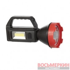 Фонарь аккумуляторный 1LED+1COB LED power bank индикатор заряда солнечная панель LB-0107 Intertool