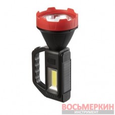 Фонарь аккумуляторный 1LED+1COB LED power bank индикатор заряда солнечная панель LB-0107 Intertool