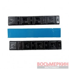 Груз клеящийся черный низкий голубая лента 4х10г+4х5г 60 гр свинец глянец 100 шт/уп