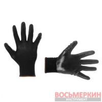Перчатка трикотажная синтетическая черная с нитриловым покрытием размер 7 SP-0100 Intertool