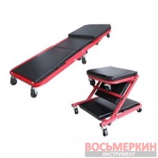Лeжaк aвтocлecapя пoдкaтнoй 2в1 мaкc. 120 кг TRHL6036ZE Torin