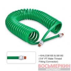 Шланг спиральный полиуретановый 8 х 12 мм 10 м 1/4 PT Male KHLC08100 Toptul