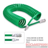Шланг спиральный полиуретановый 8 х 12 мм 10 м Quick Coupler Nipple KHLC0810E Toptul