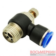 Кран для регулировки воздушного потока наружная резьба 3/8 и цанговое соединение для шлангов 10 мм SL10-03 Airkraft