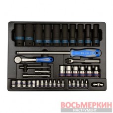 Набор головок глуб. ударн.+Е-головки 1/2 и 1/4 головки, трещетка. 9-7540MR King Tony