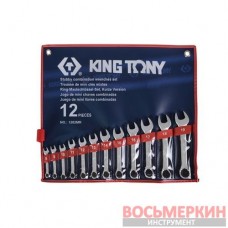 Набор укороченных комбинированных ключей 12 предметов от 8 мм до 19 мм 1282MR King Tony