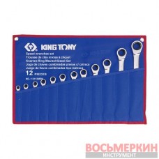 Набор ключей комбинированных с трещоткой 12 единиц от 8 мм до 24 мм 12112MRN King Tony