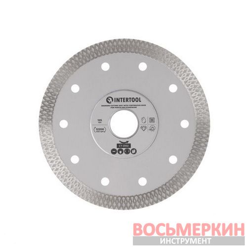 Диск отрезной алмазный со сплошной кромкой 125 мм по керамограниту CT-3102 Intertool Диск отрезной алмазный со сплошной кромкой 125 мм по керамограниту CT-3102 Intertool