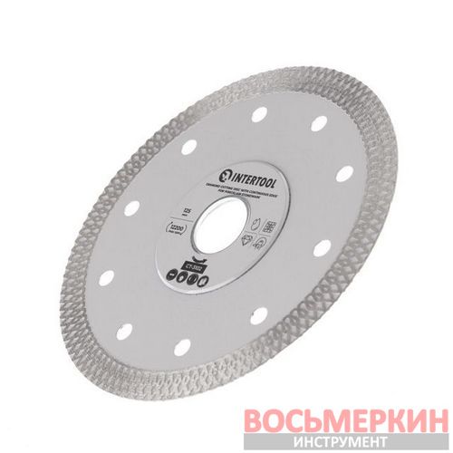 Диск отрезной алмазный со сплошной кромкой 125 мм по керамограниту CT-3102 Intertool Диск отрезной алмазный со сплошной кромкой 125 мм по керамограниту CT-3102 Intertool