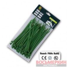 Стяжки кабельные пластиковые многоразовые Green 3,6 x 100 мм TS1236100G Bradas