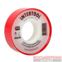 Лента тефлоновая фум политетрафторэтиленовая 15 м x 0.1 мм x 12 мм IT-0001 Intertool