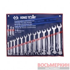 Набор ключей комбинированных дюймовых 16 единиц от 1/4 до 1-1/4 1216SR KingTony