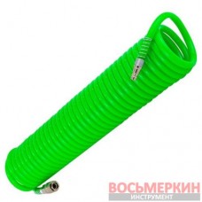 Шланг витой полиуретановый 12мм х 8мм х 10м с быстроразъемами RF-1208-10Green RockForce