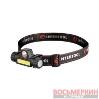 Фонарь налобный аккумуляторный XPE + COB магнит LB-0309 Intertool