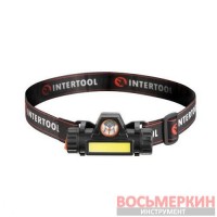 Фонарь налобный аккумуляторный XPE + COB магнит LB-0309 Intertool
