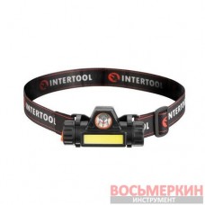 Фонарь налобный аккумуляторный XPE + COB магнит LB-0309 Intertool