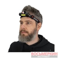 Фонарь налобный аккумуляторный XPE + COB магнит LB-0309 Intertool