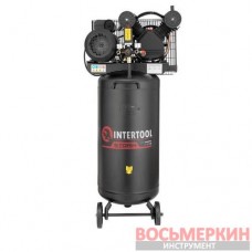 Компрессор 100 л вертикальный 3 кВт 220 В 10 атм 500 л/мин 2 цилиндра PT-0017 Intertool