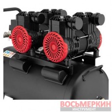 Компрессор 50 л 2x1.1кВт 220В 8атм 400 л/мин 2800 об/мин безмасляный 4 цилиндра PT-0030 Intertool