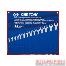 Набор комбинированных удлиненных ключей от 8 до 24 мм чехол из треотона 14 предметов 12A4MRN King Tony