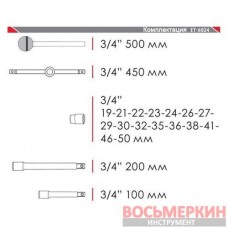 Набор инструмента 3/4 , 20ед ( гол.19-50мм ) метал. кейс ET-6024 Intertool