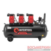 Компрессор 100 л 3х1.5 кВт 220 В безмасляный 6 цилиндров PT-0039 Intertool