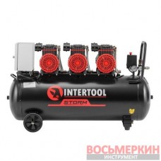 Компрессор 100 л 3х1.5 кВт 220 В безмасляный 6 цилиндров PT-0041 Intertool