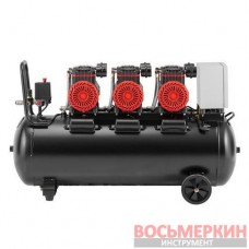 Компрессор 100 л 3х1.5 кВт 220 В безмасляный 6 цилиндров PT-0041 Intertool
