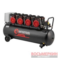 Компрессор 100 л 4х1.5 кВт 220 В безмасляный 8 цилиндров PT-0042 Intertool