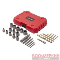 Набор экстракторов и сверл для поврежденных болтов и гаек 26 штук SD-8009 Intertool