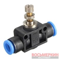 Соединение цанговое для полиуретановых шлангов с регулировкой подачи воздуха 10 мм SPA10 Airkraft