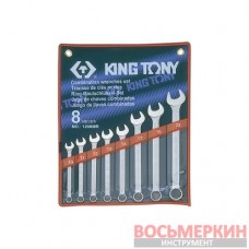 Набор ключей рожково-накидных 8 единиц от 10 мм до 22 мм 1208MR King Tony