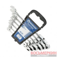 Набор ключей комбинированных с трещоткой и шарниром 6 единиц на холдере NFGW0601ST Standart