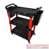 Тележка инструментальная пластиковая 3 открытые полки 2 навесных ящика GI37105 G.I.Kraft