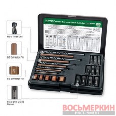 Набор экстракторов сверл и направляющих для извлечения сломанных резьбовых винтов 25 ед JGEW2501 Toptul